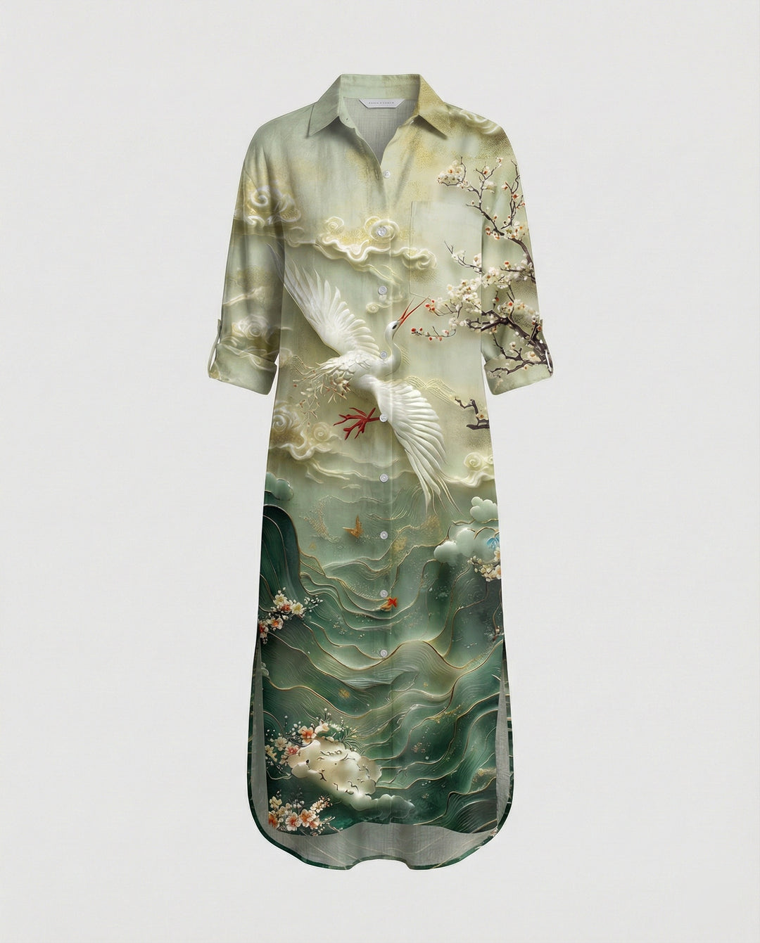 Damen Kaftan Kleid lang Seidenoptik