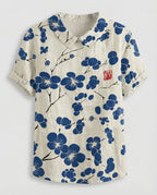 Damen Bluse Leinen Peter Pan Kragen