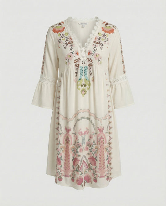 Boho Blumenkleid Damen A-Linie