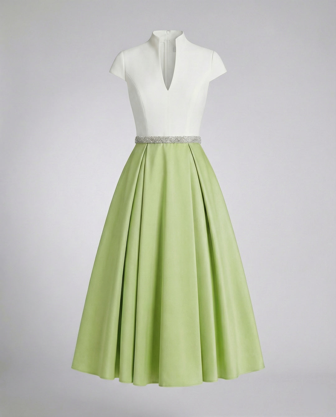 Damen Elegantes Midikleid mit Hochgeschlossenem Kragen & Schwingendem Rock | R&B