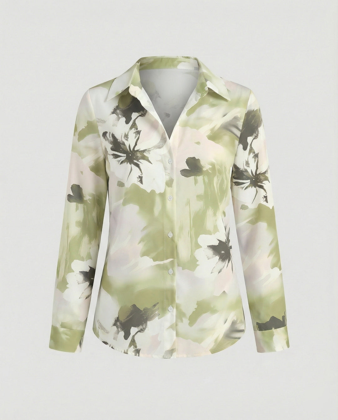 Hemdbluse Seidenoptik Damen Floral