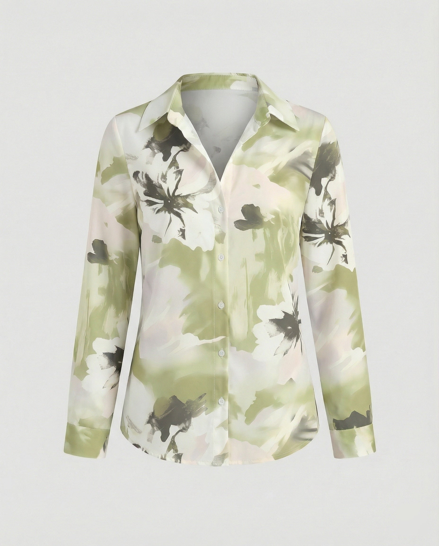 Hemdbluse Seidenoptik Damen Floral