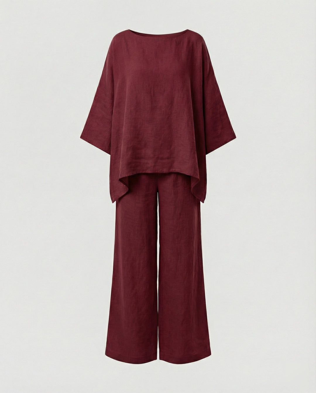 Leinen Zweiteiler Set Damen mit Palazzo-Hose