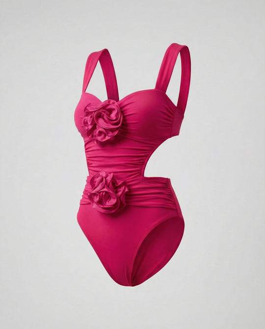 Damen Badeanzug mit Rosenapplikationen