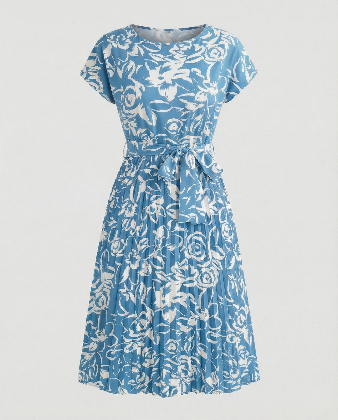Damen Kleid mit floralem Muster und Bindegürtel