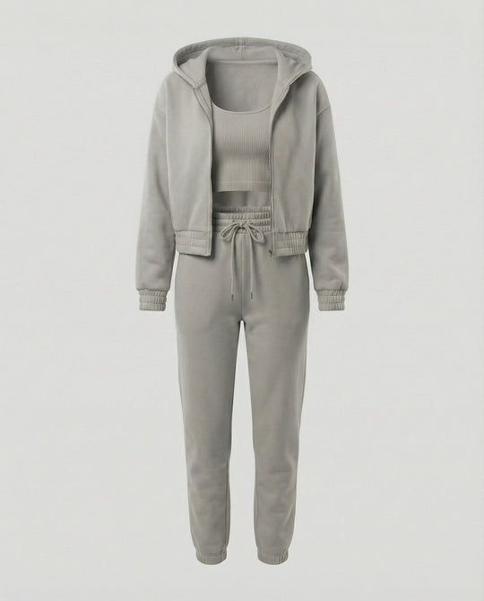 Damen Freizeit Set 3-teilig mit Hoodie und Jogginghose