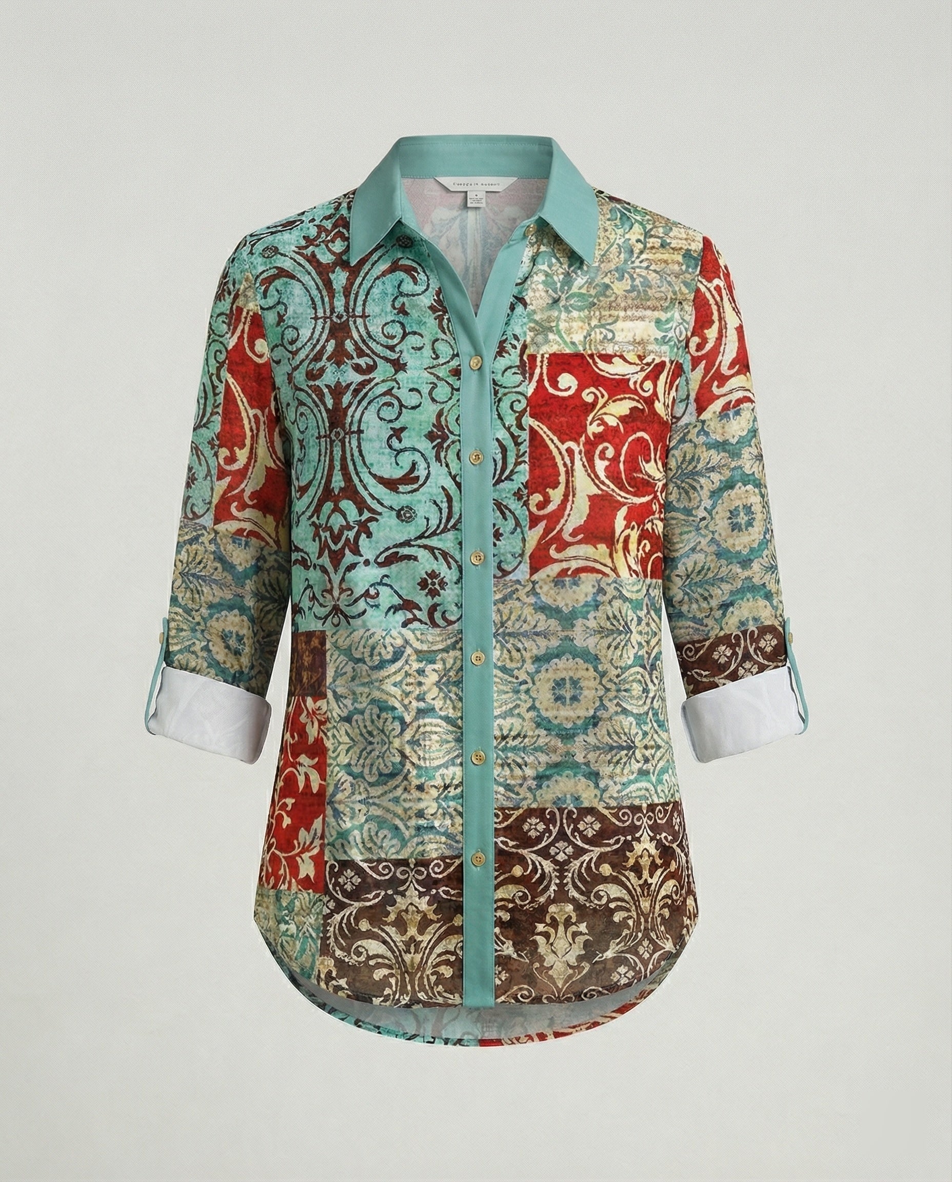 Leinenoptik Bluse Damen Floral