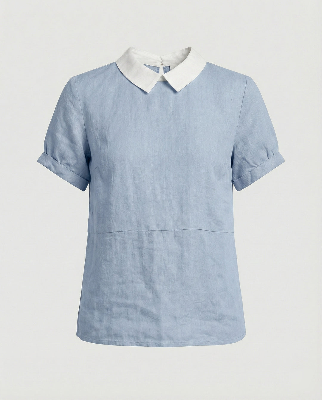 Damen Bluse Leinen Peter Pan Kragen