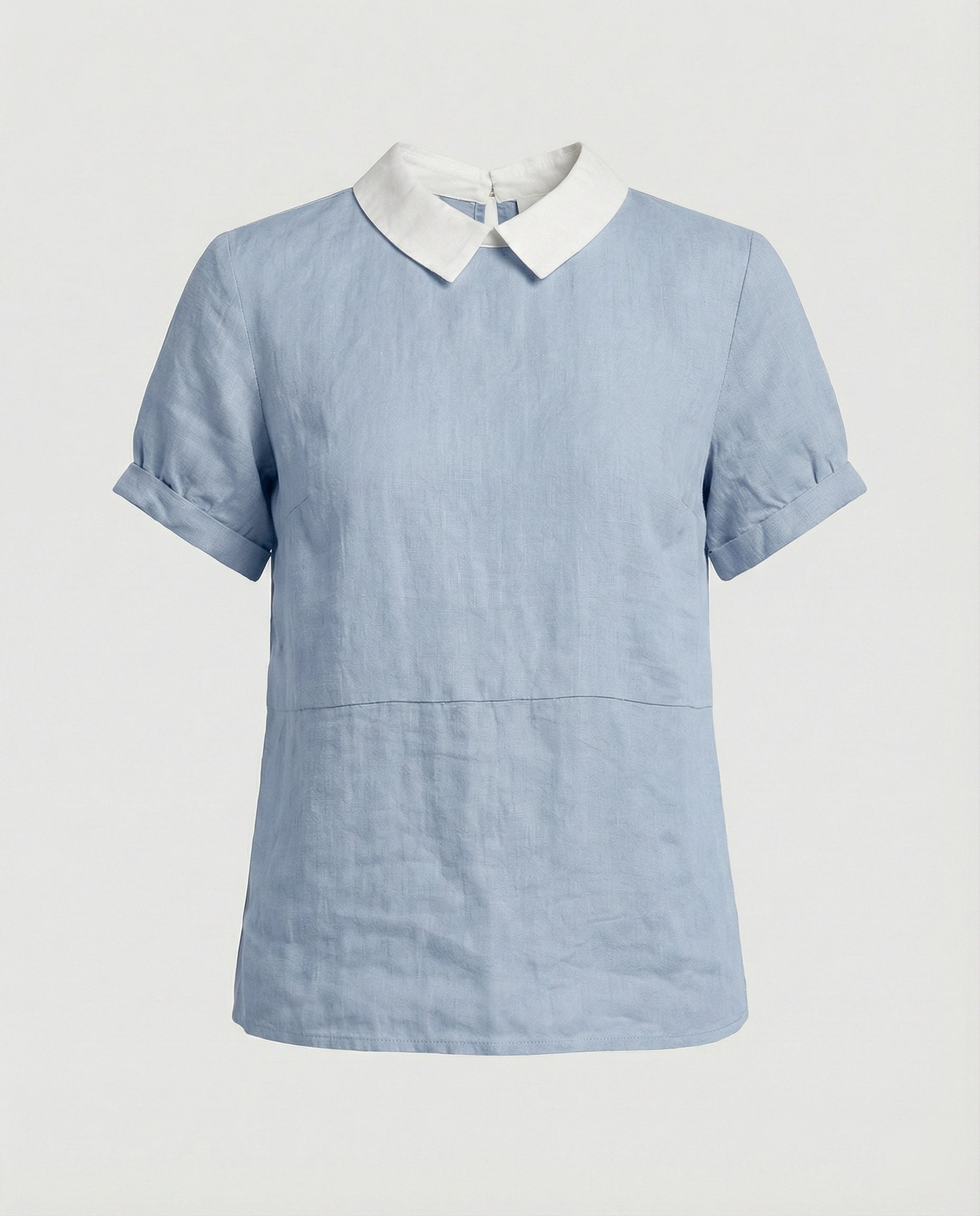 Damen Bluse Leinen Peter Pan Kragen