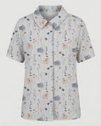 Damen Bluse Leinen Peter Pan Kragen