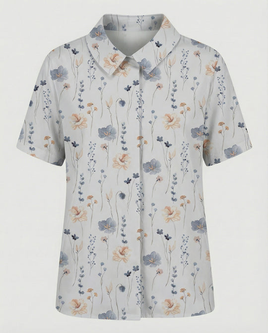 Damen Bluse Leinen Peter Pan Kragen