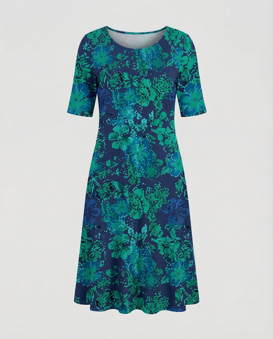 Damen Midikleid A-Linie Freizeitkleid