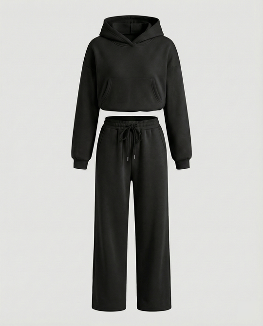 Damen Sweat-Set mit lässigem Schnitt und hohem Kragen R&B