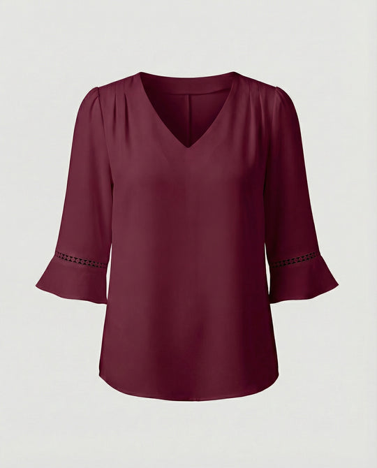 Damen Blusentop Damen V-Ausschnitt Crêpe