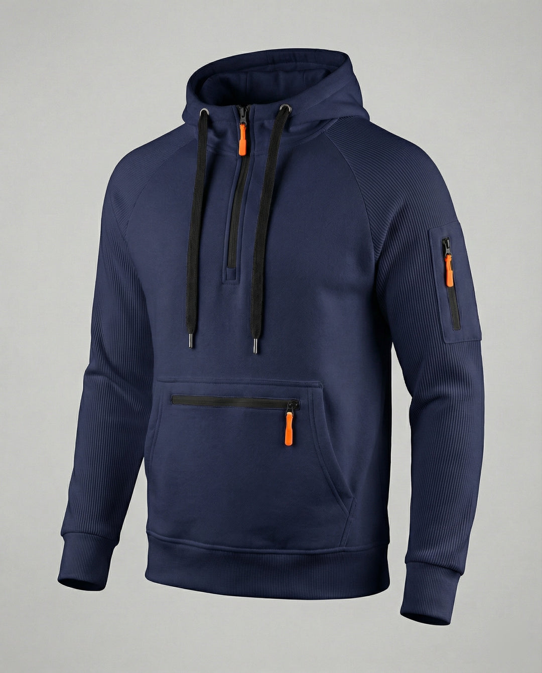 Herren sportlicher Hoodie mit praktischen Reißverschlusstaschen und verstellbarem Kapuzenzug R&B