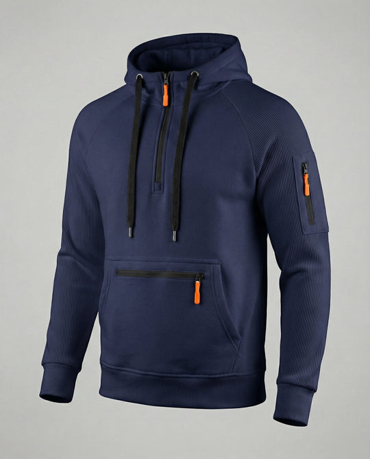 Herren sportlicher Hoodie mit praktischen Reißverschlusstaschen und verstellbarem Kapuzenzug R&B