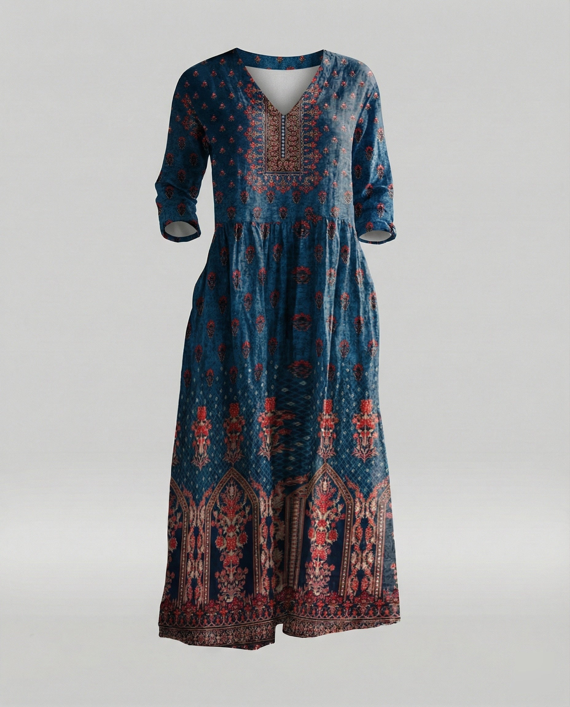 Damen Boho Maxikleid Sommer Leinenoptik