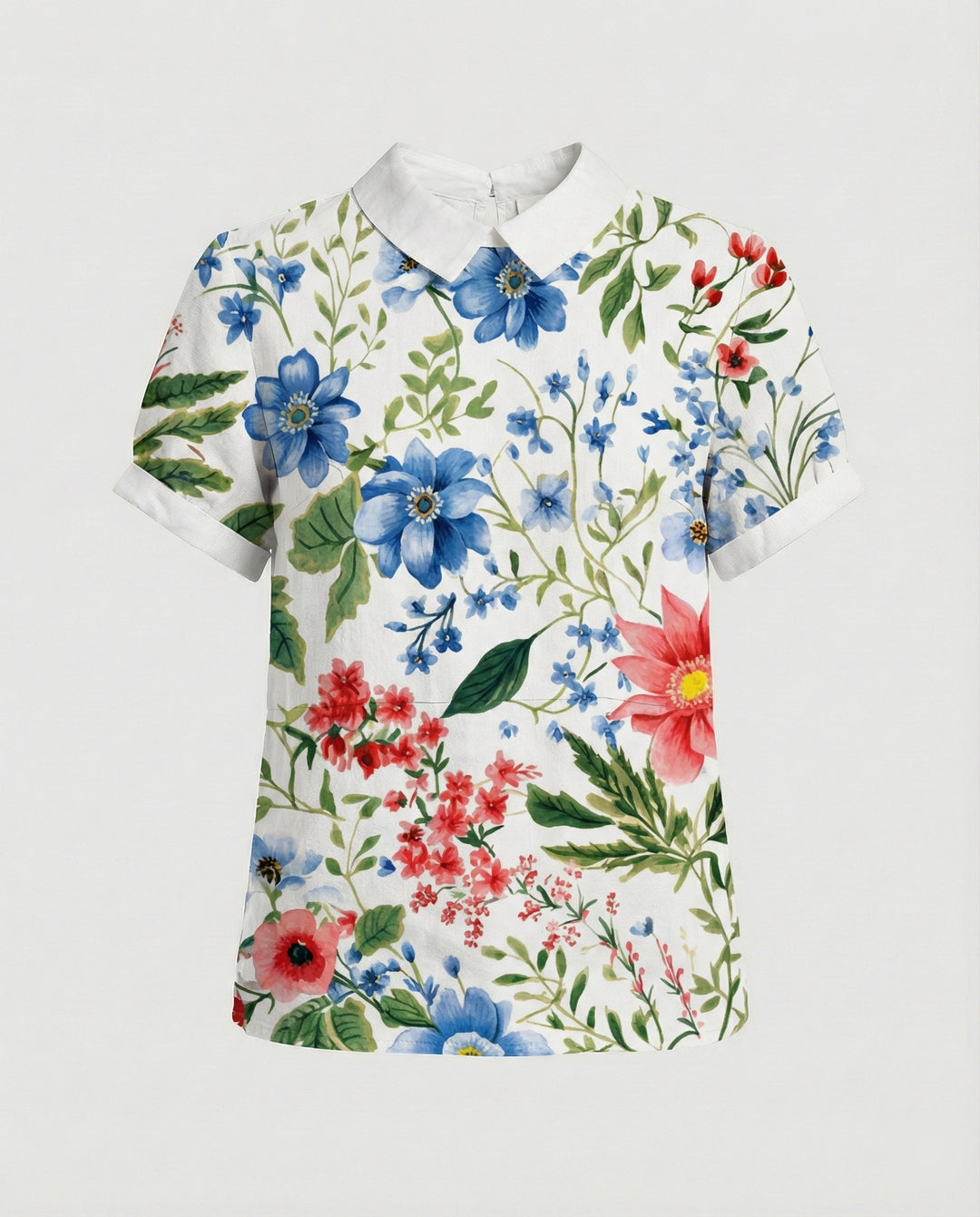Damen Bluse Leinen Peter Pan Kragen