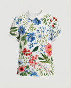 Damen Bluse Leinen Peter Pan Kragen