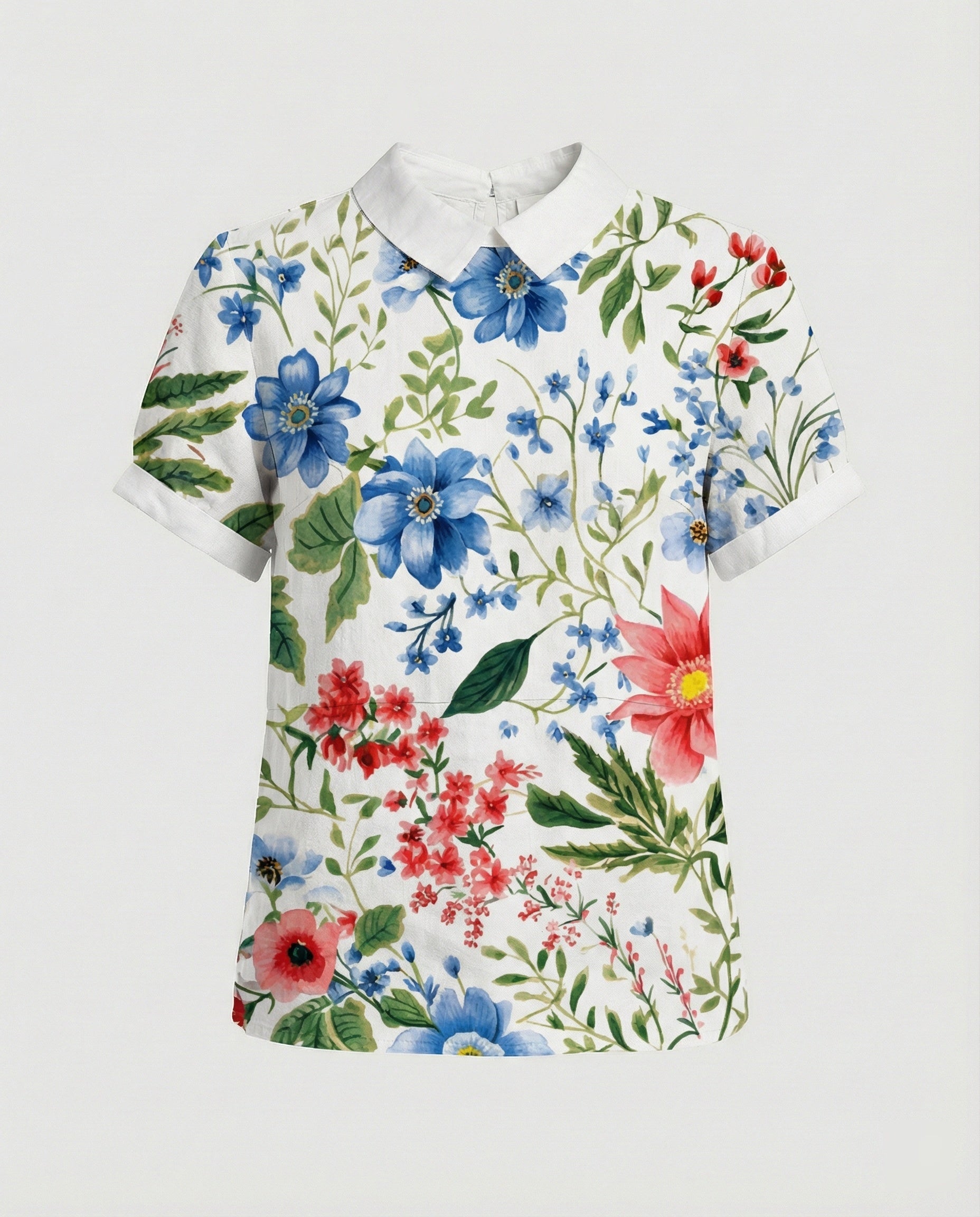 Damen Bluse Leinen Peter Pan Kragen