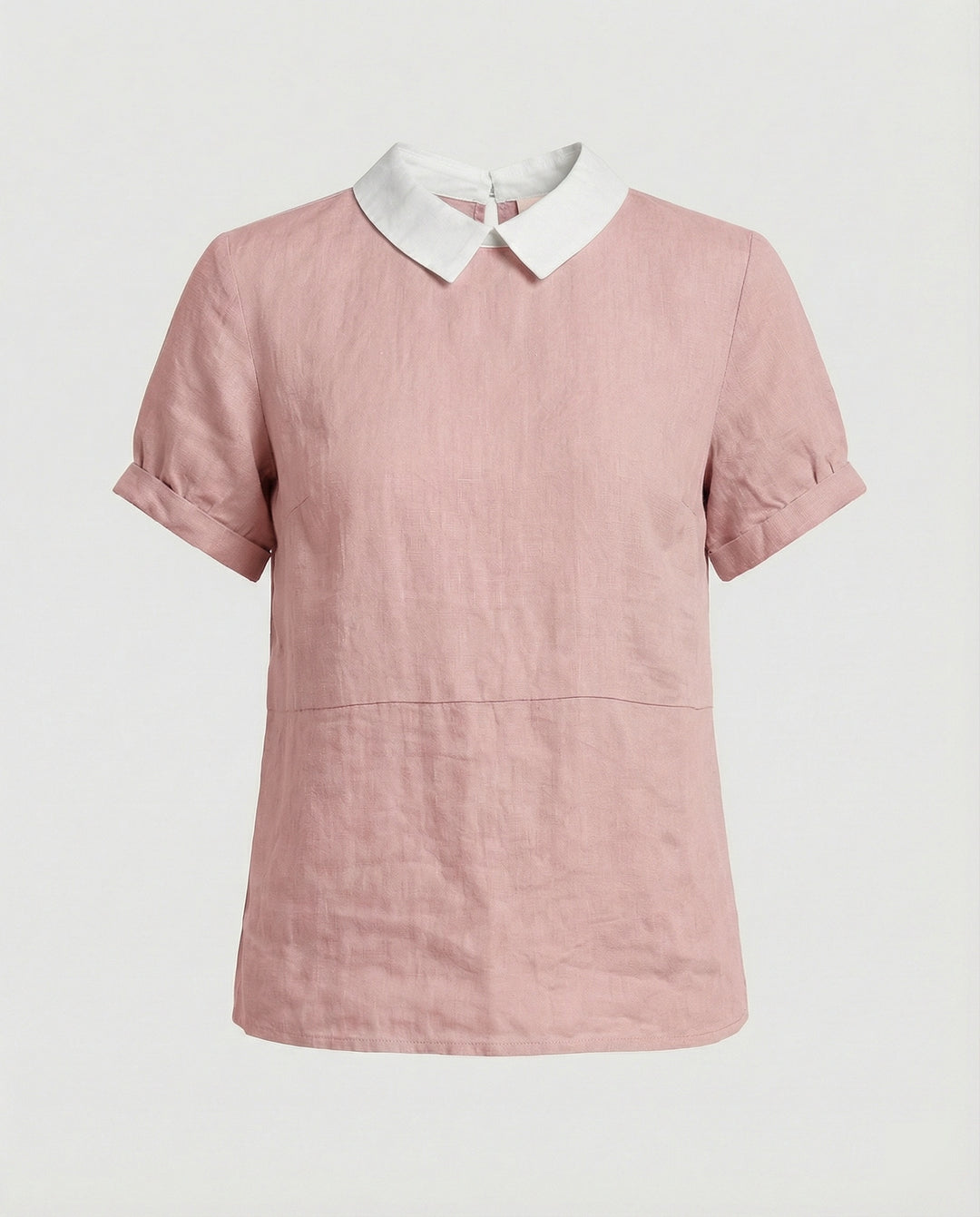Damen Bluse Leinen Peter Pan Kragen