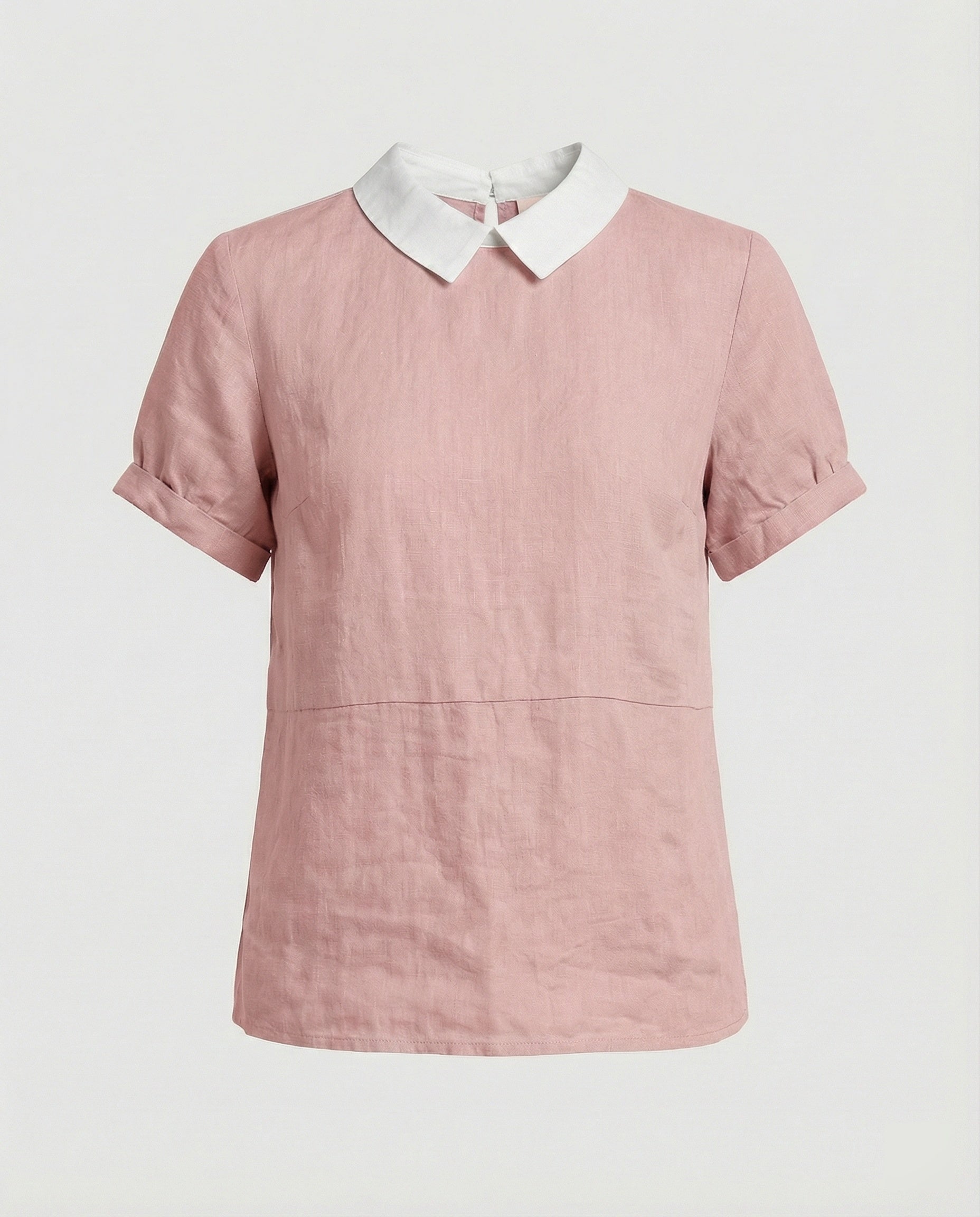 Damen Bluse Leinen Peter Pan Kragen