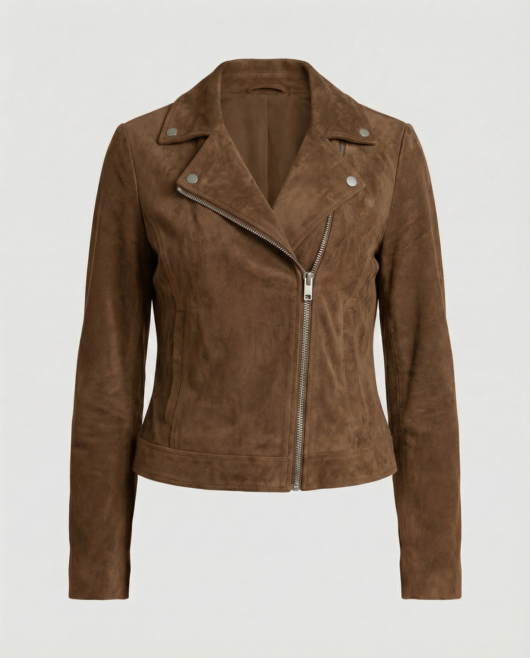 Braune Lederjacke Damen Wildlederoptik