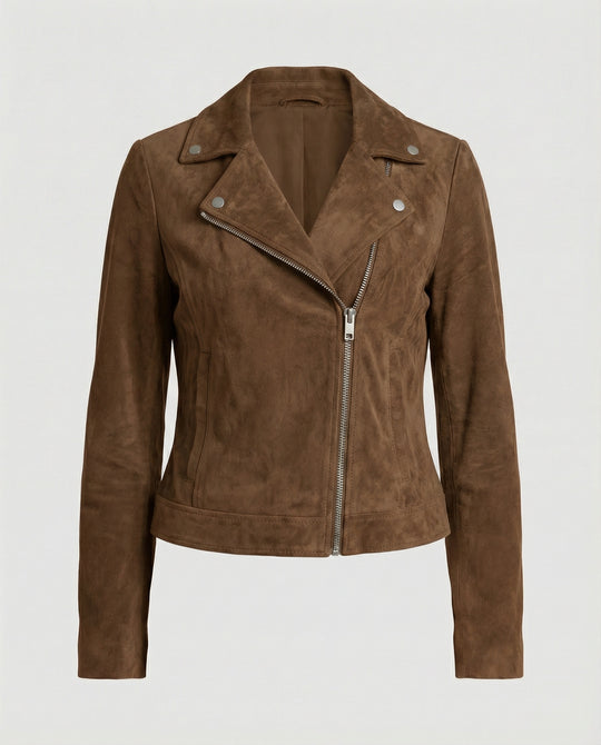 Braune Lederjacke Damen Wildlederoptik