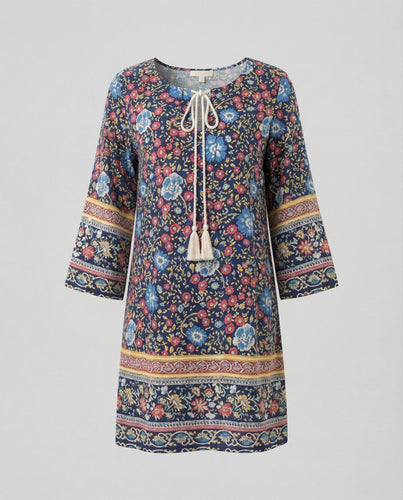Kurzes Tunika Kleid Damen Floral
