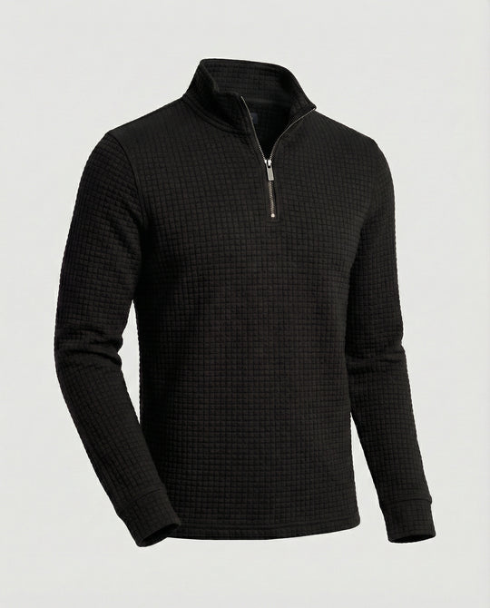 Herren funktionales Langarmshirt mit modernem Stehkragen und Reißverschluss R&B