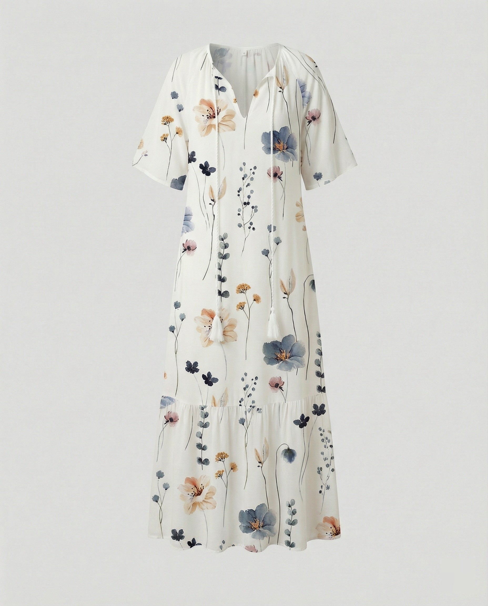 Boho Maxikleid Damen Kordelzug