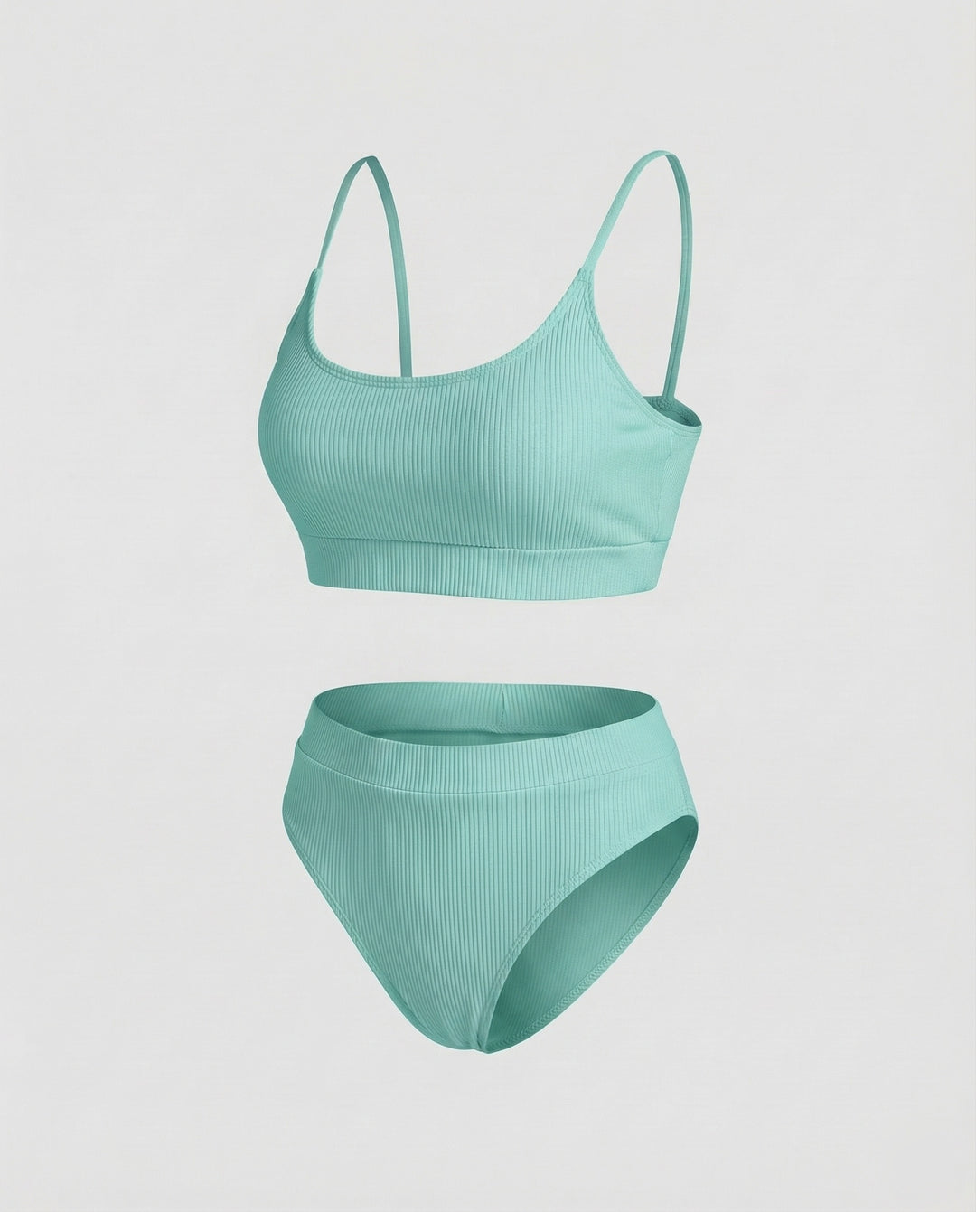Damen Ripp-Bikini-Set Spaghettiträger-Bustier