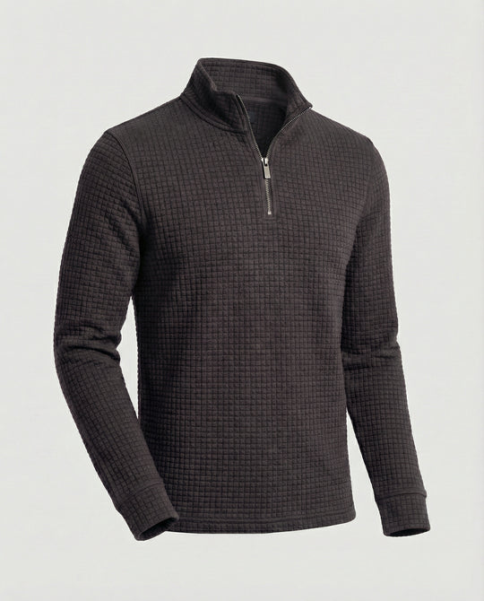 Herren funktionales Langarmshirt mit modernem Stehkragen und Reißverschluss R&B