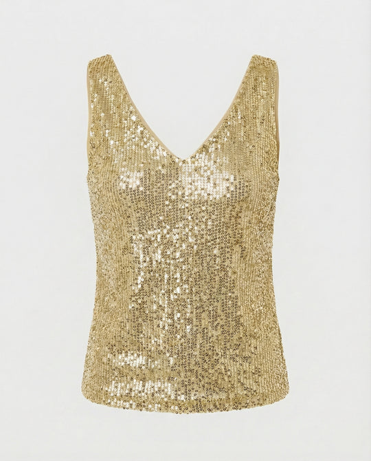 Damen Glitzerndes Oberteil mit V-Ausschnitt und funkelndem Paillettenbesatz R&B