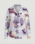 Hemdbluse Seidenoptik Damen Floral