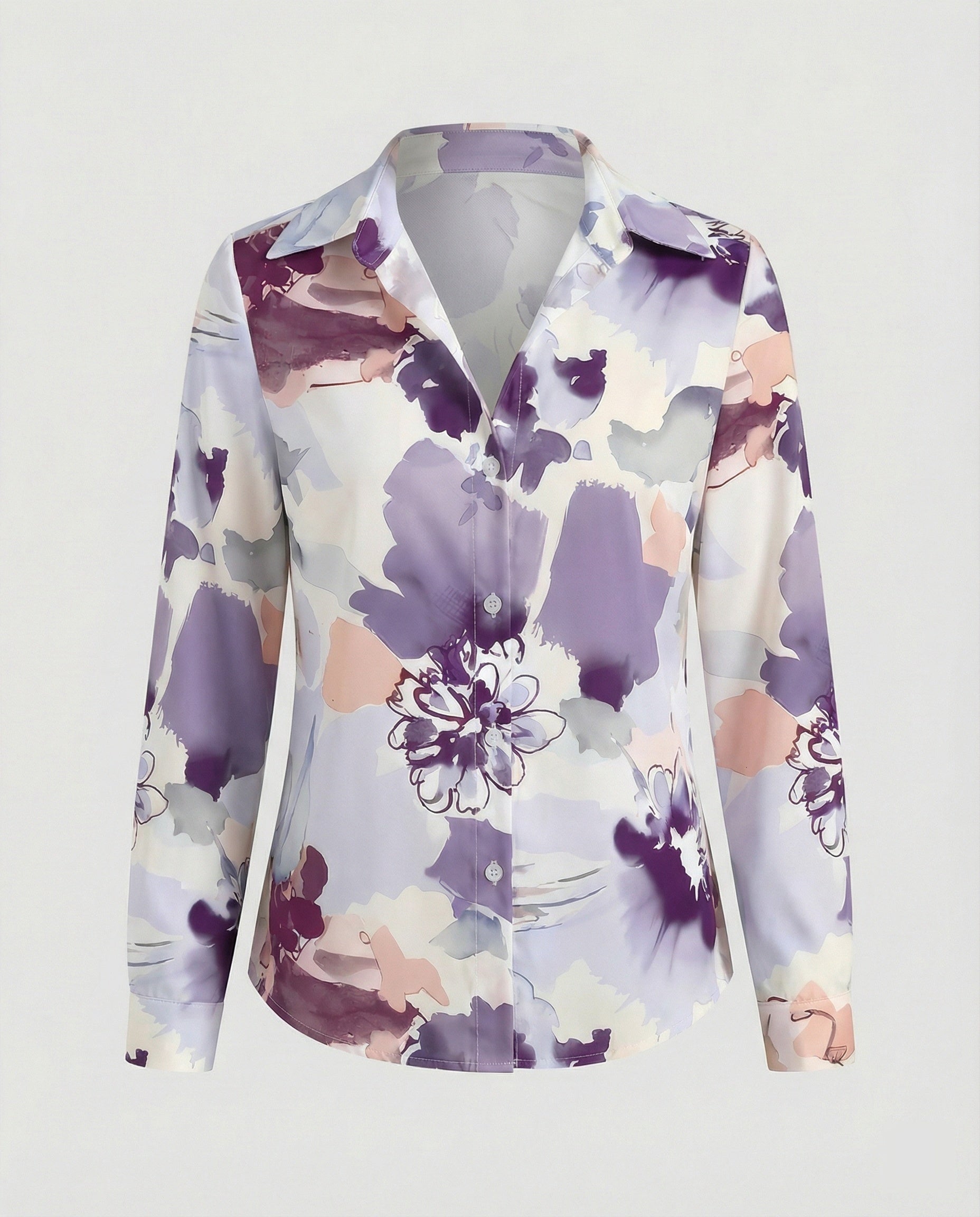 Hemdbluse Seidenoptik Damen Floral