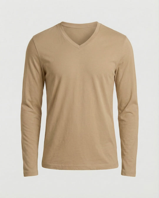 Herren lässiges V-Ausschnitt Langarmshirt R&B