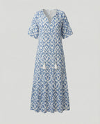 Boho Maxikleid Damen Kordelzug