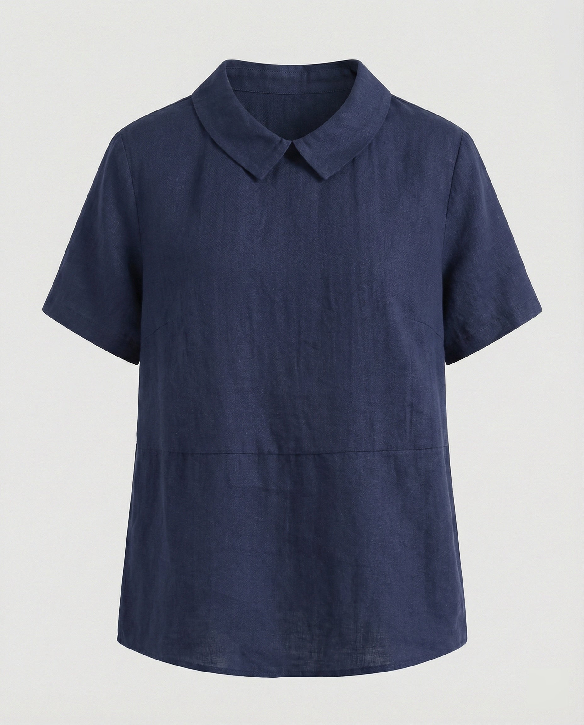 Damen Bluse Leinen Peter Pan Kragen