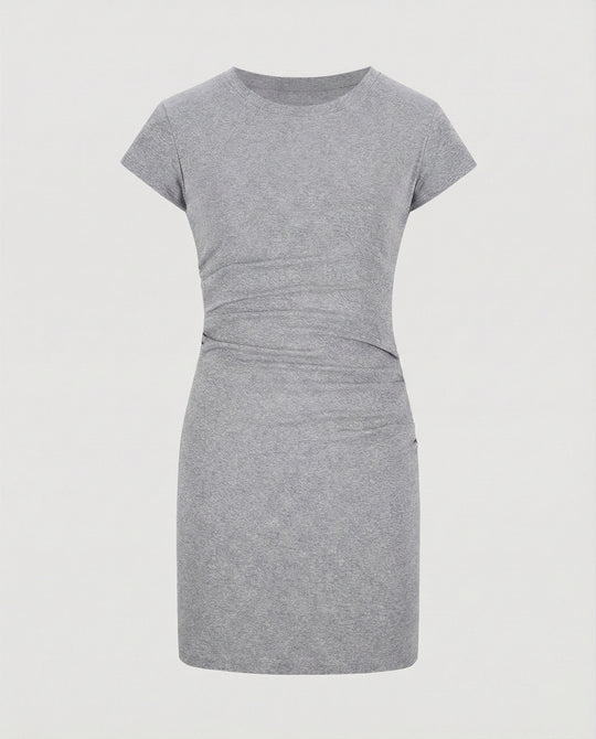 Figurbetontes Mini-Kleid mit Rundhals und Raffungen für den Sommer