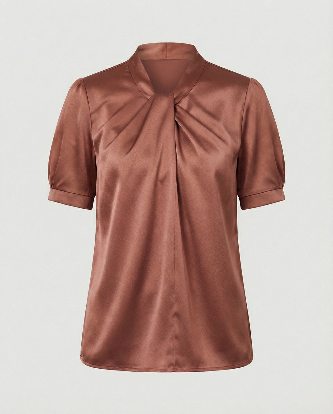 Satin Blusentop Damen mit Krawattenkragen