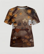 Kurzarmshirt Totenkopf Print Damen