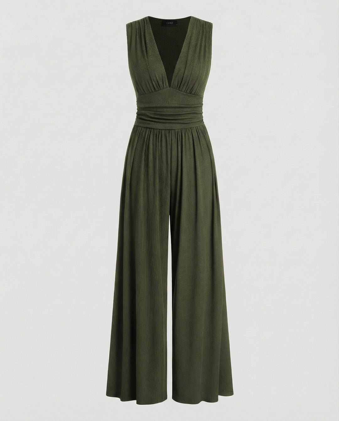 Damen Jumpsuit mit schickem V-Ausschnitt und weitem Bein R&B