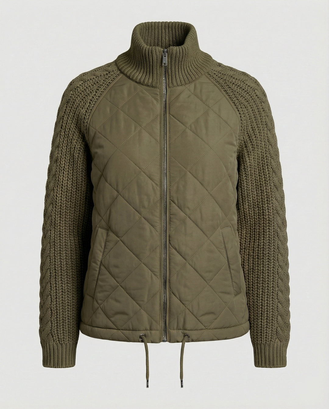 Steppjacke Damen mit Strickmuster und hohem Kragen