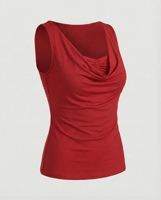 Damen Drapierter Front Ärmelloses Top R&B