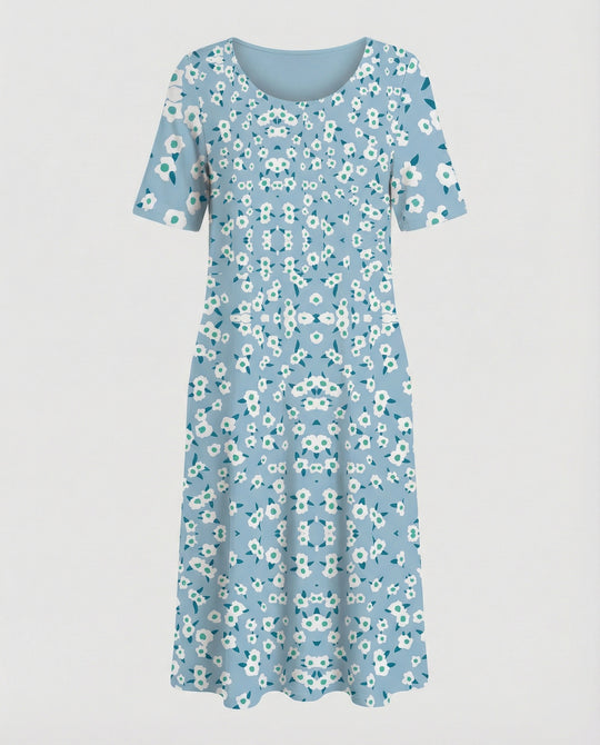 Damen Midikleid A-Linie Freizeitkleid