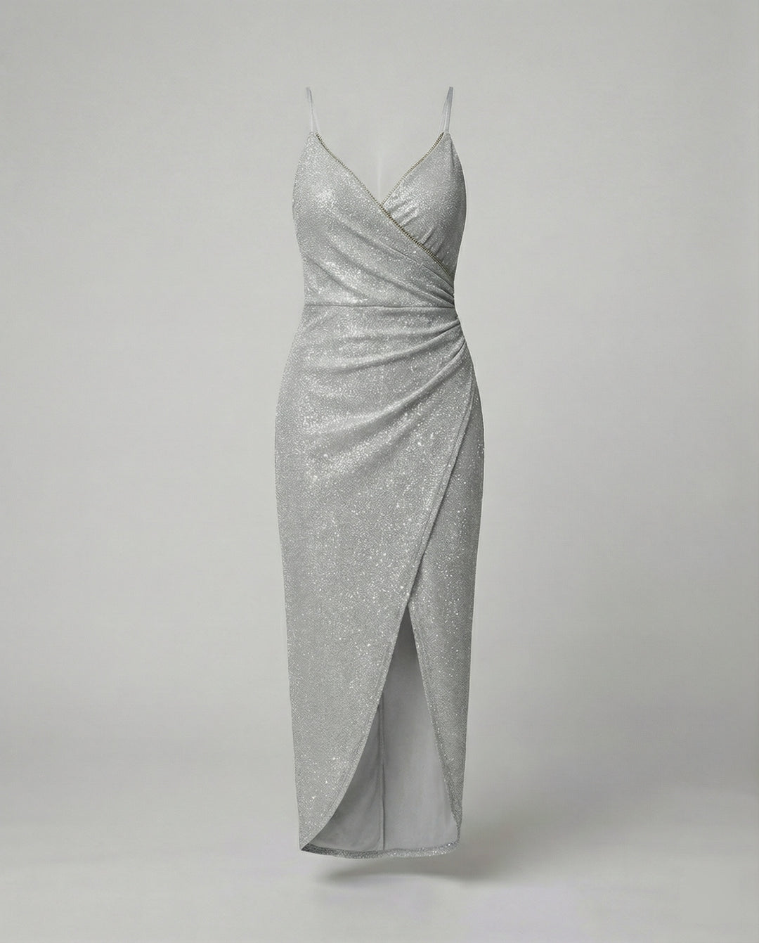 Damen Glamouröses Wickelkleid mit glitzender Oberfläche und hoch geschlitzt R&B