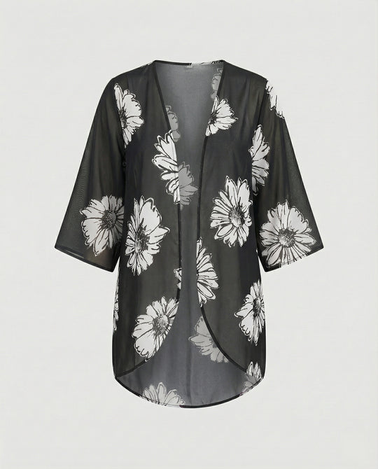Offener Kimono Damen Floral