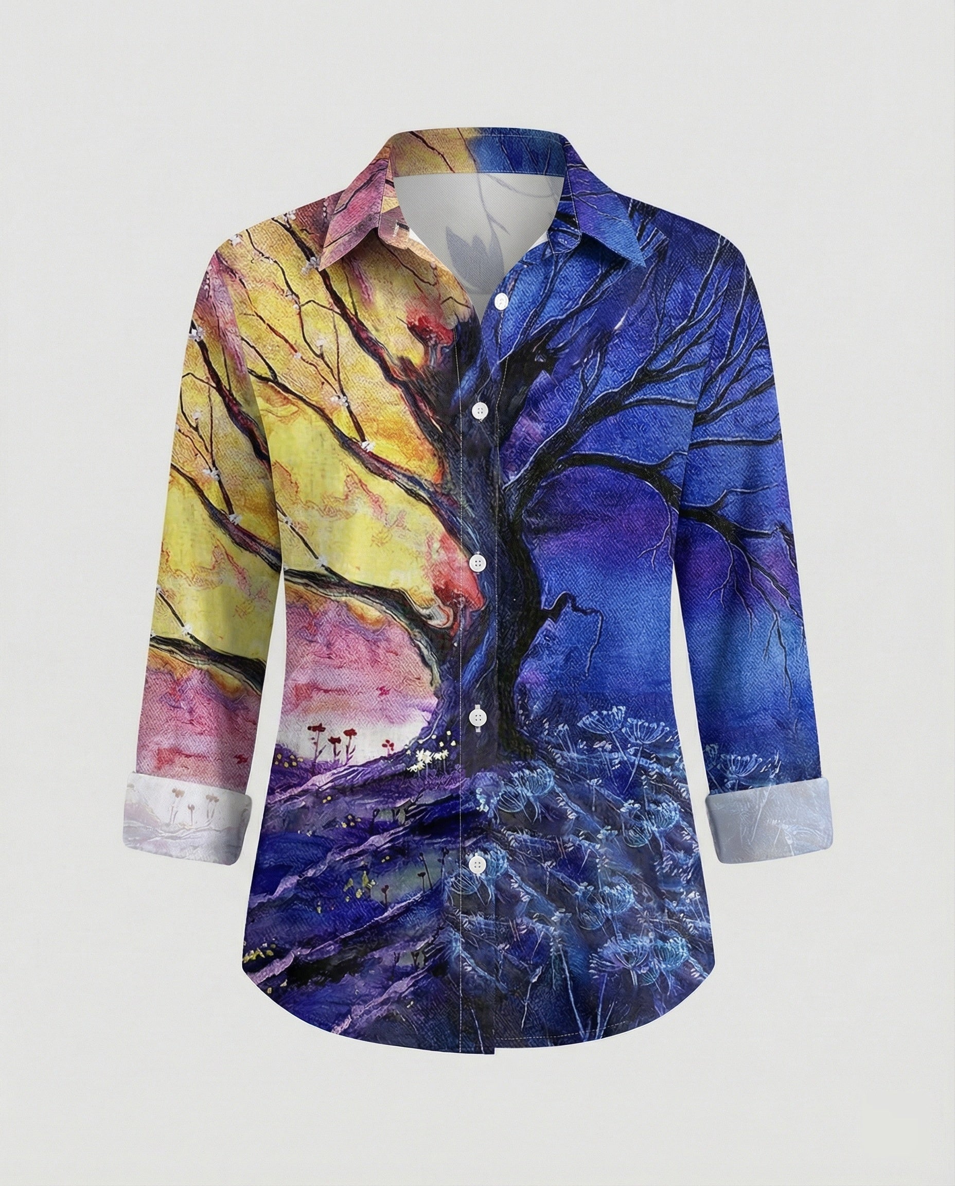 Damen Hemdbluse Katzenprint