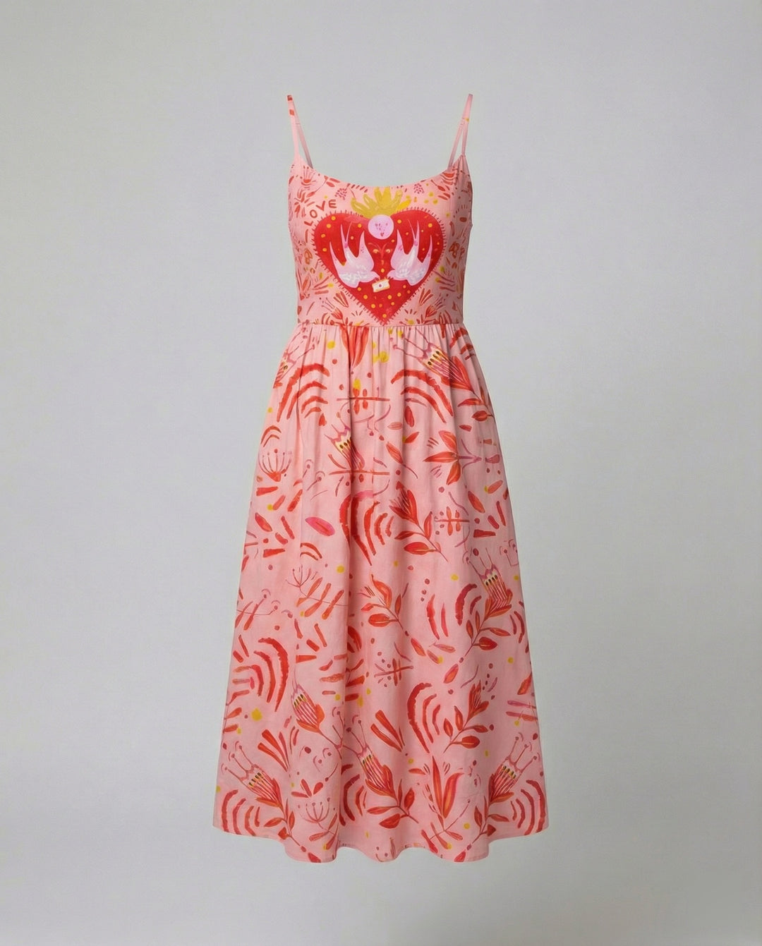 R&B | Einfarbiges Kleid mit U-Ausschnitt und Strapsen